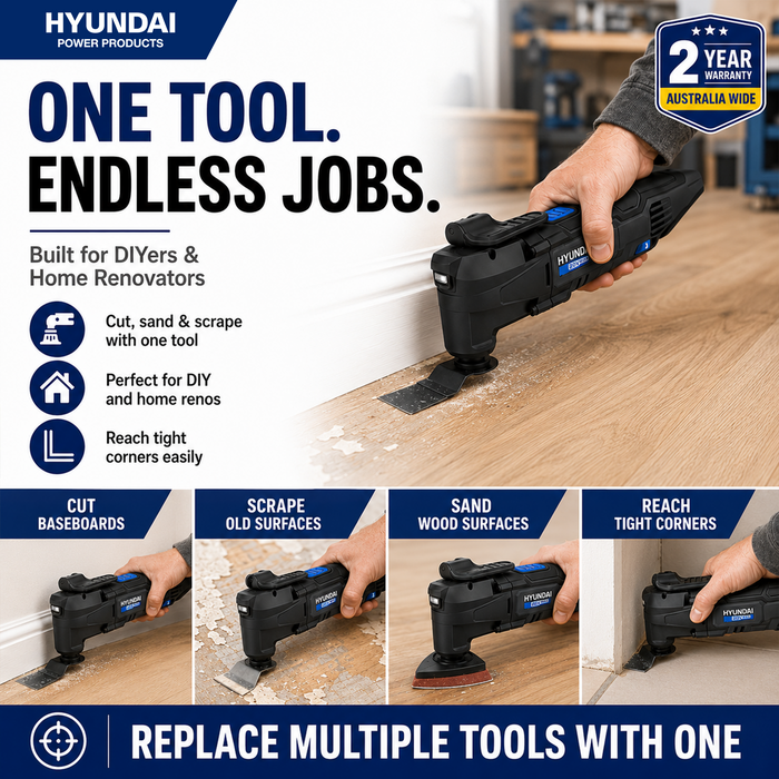 Hyundai 20V Cordless Multi Cutter – Oscillating Tool for Cutting, Scraping, Sanding – Skin Only