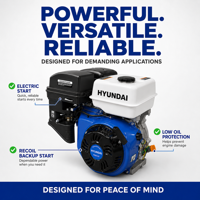 Hyundai 7.5HP Petrol Engine - for Generators, Pressure Washers, Water Pumps, Tillers and More