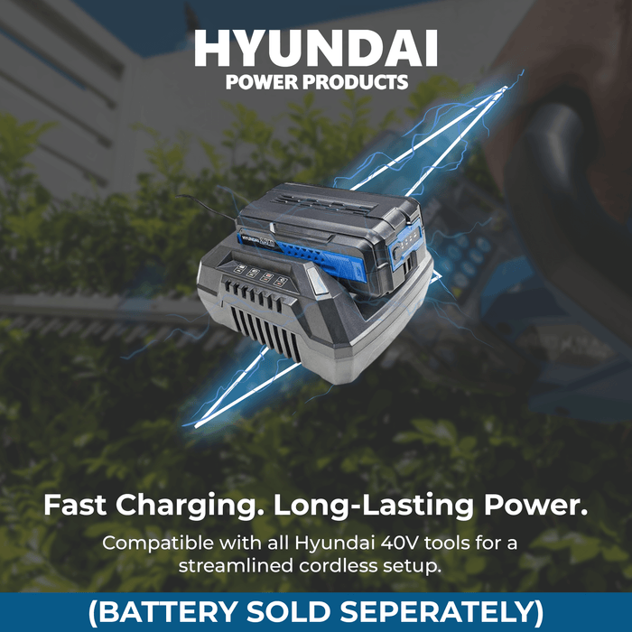 Hyundai 40V Cordless Hedge Trimmer – 520mm Blade, Brushless Motor - SKIN ONLY (HYHT40LI)