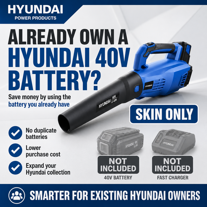 Hyundai 40V Cordless Leaf Blower – Lightweight, Variable Speed - Skin Only