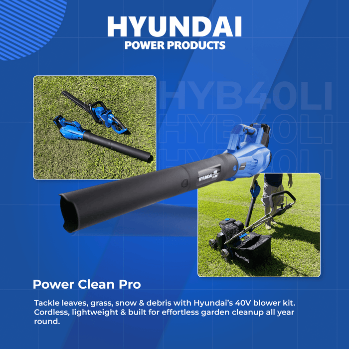 Hyundai 40V Cordless Leaf Blower Kit – Variable Speed, 2.5Ah Battery & Charger (HYB40LI)