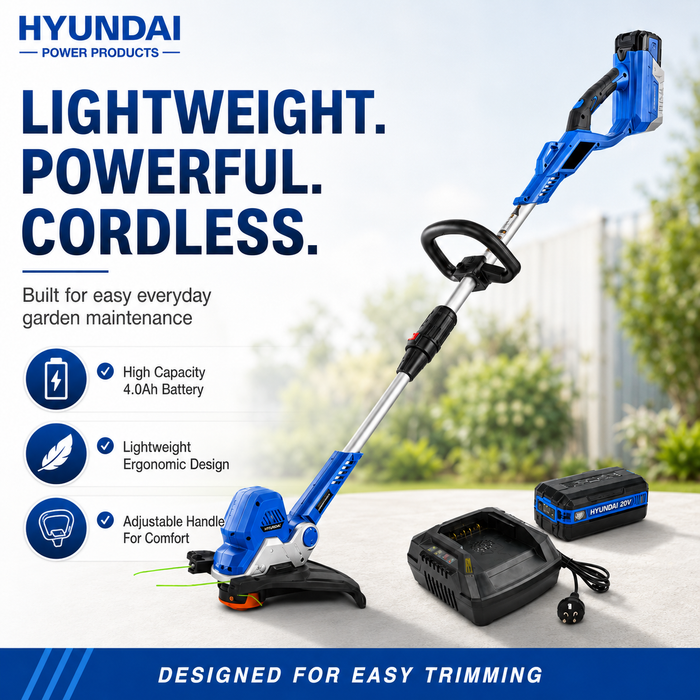 Hyundai 40V Battery Brush Cutter Starter Pack - Includes 4.0Ah Battery & Fast Charger