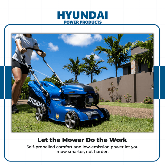 Hyundai 20" Petrol Lawn Mower – Self Propelled, 170cc OHV Engine, Steel Deck, Easy Start, Rear Wheel Drive (HYM510SP)