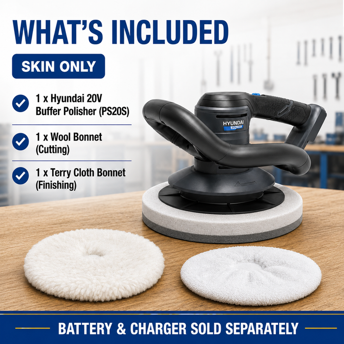 Hyundai 20V Cordless Random Orbital Buffer Polisher – 9.5" | Lightweight Design | Brushed Motor – Skin Only