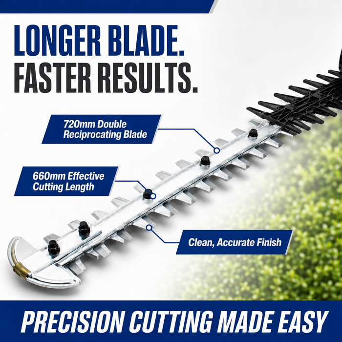 Hyundai 25.4cc Petrol Hedge Trimmer – Double Reciprocating Blade, Rotatable Handle, Easy Start
