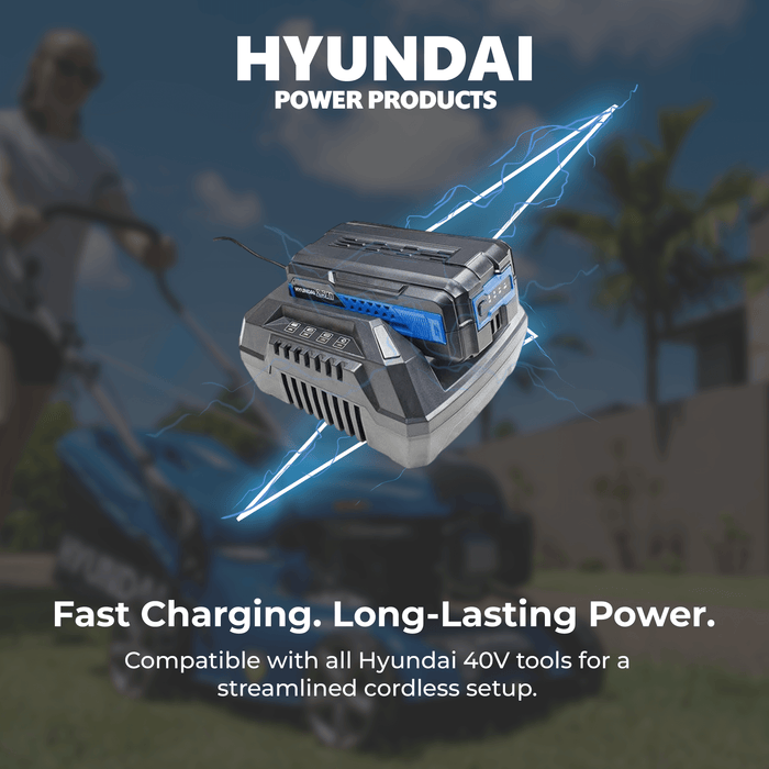 Hyundai 40V Battery Chainsaw Starter Kit – 14" Oregon Bar, 4Ah Battery + Charger, Safe & Eco-Friendly (HY40CS14)