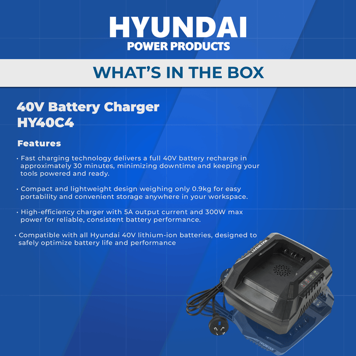 Hyundai 40V Battery Charger – Smart Charging for Hyundai 40V Lithium Power Packs - (2Ah HY40C2)