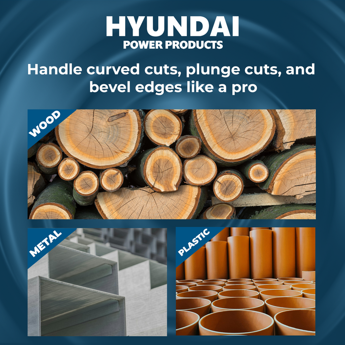 Hyundai 20V Cordless Jig Saw – Variable Speed, Tool-Free Blade, 45° Bevel, Dust Adapter - SKIN ONLY (JS20S-24)