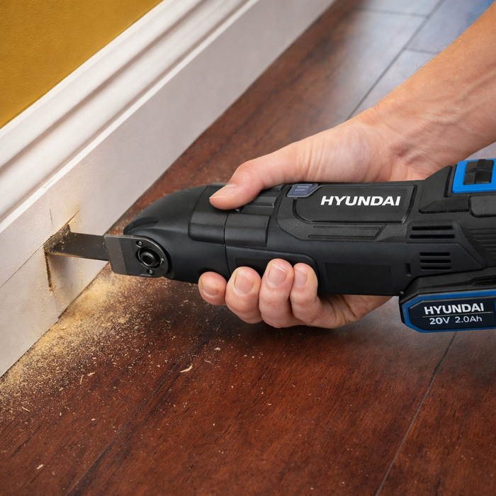 Hyundai 20V Cordless Multi Cutter Kit  – Oscillating Tool for Cutting, Scraping, Sanding + 20v2Ah Battery & Charger