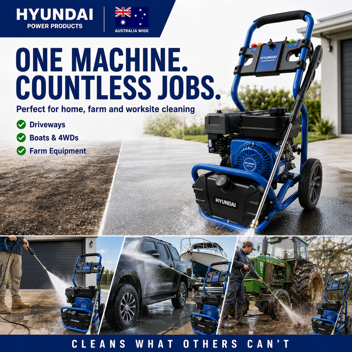 Hyundai 3500 PSI Petrol Pressure Washer – 212cc Engine, 3200W, 6m Hose