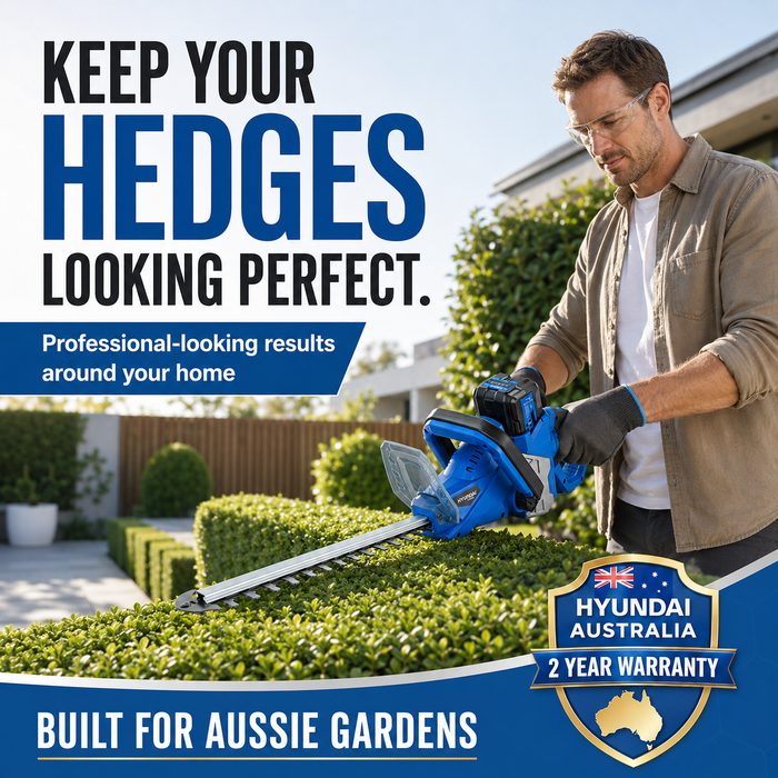 Hyundai 40V Cordless Hedge Trimmer – 520mm Blade, Brushless Motor - Skin Only