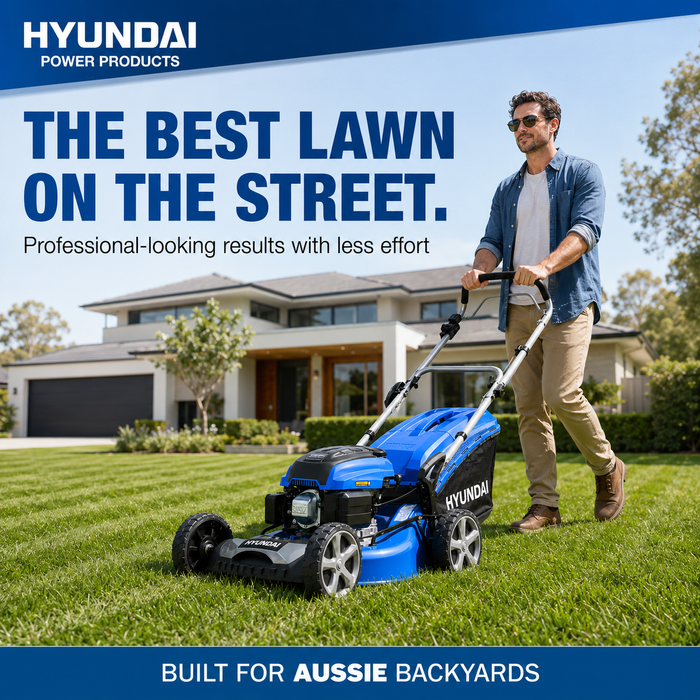 Hyundai 20" Petrol Lawn Mower – Self Propelled, 170cc OHV Engine, Steel Deck, Easy Start, Rear Wheel Drive