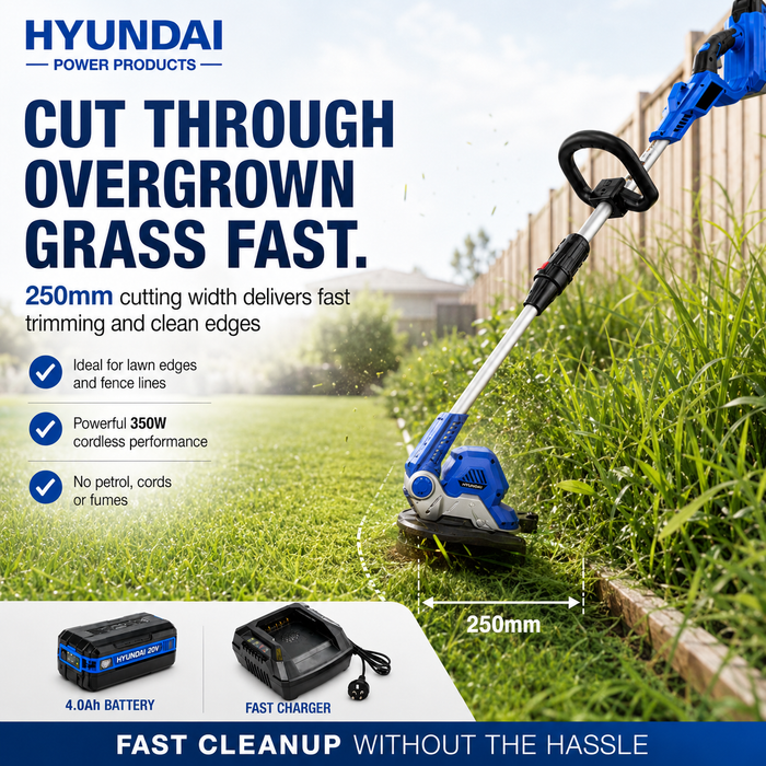 Hyundai 40V Battery Brush Cutter Starter Pack - Includes 4.0Ah Battery & Fast Charger