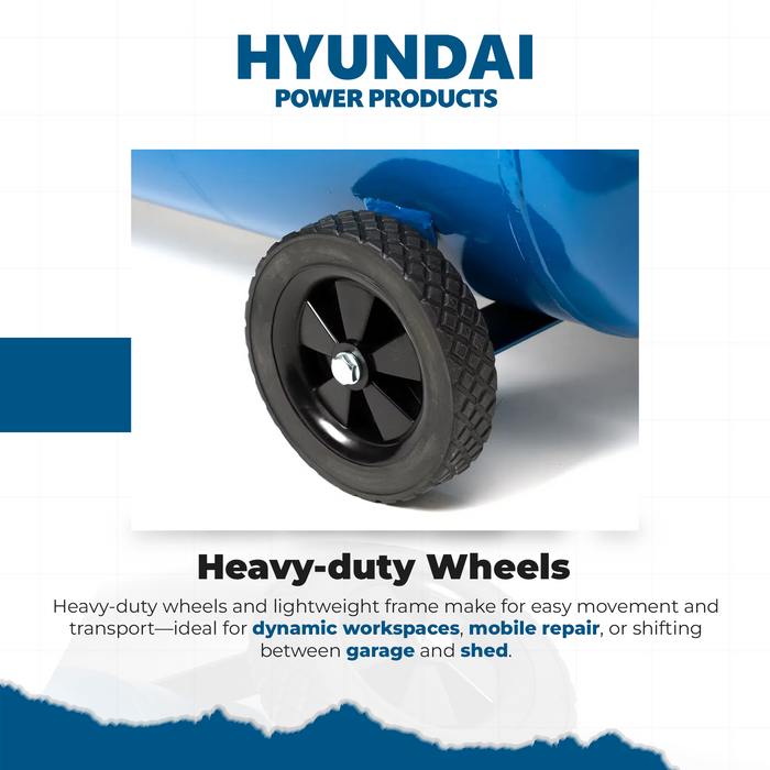 Hyundai 2HP 24L Portable Air Compressor – Direct Drive, Twin Outlet, 7.07CFM, Oil-Lubricated (HYAC2024F)
