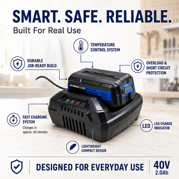 Hyundai 40V Lithium 2Ah Battery – Rechargeable Power Pack for Hyundai 40V Garden Tools