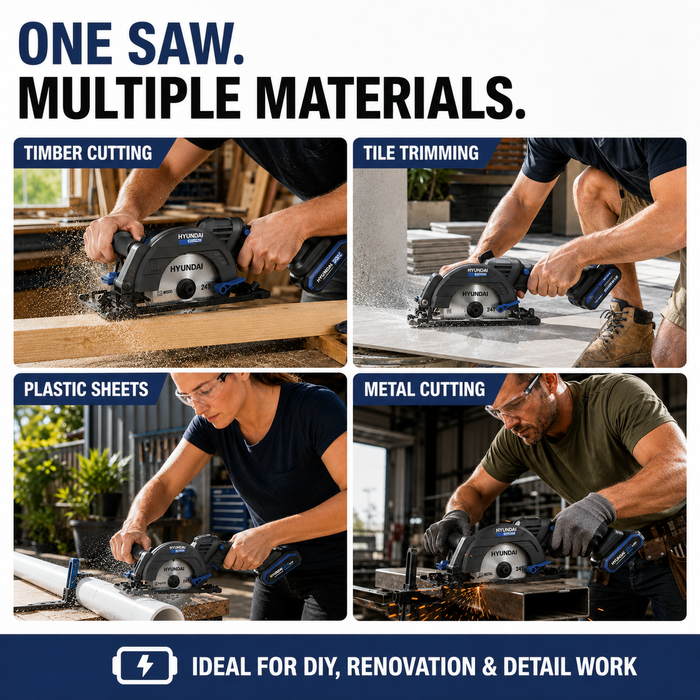 Hyundai 20V Brushless Mini Circular Saw Kit – 120mm Blade, 41mm Cut Depth + 20V 2Ah Lithium-Ion Battery & Charger Kit