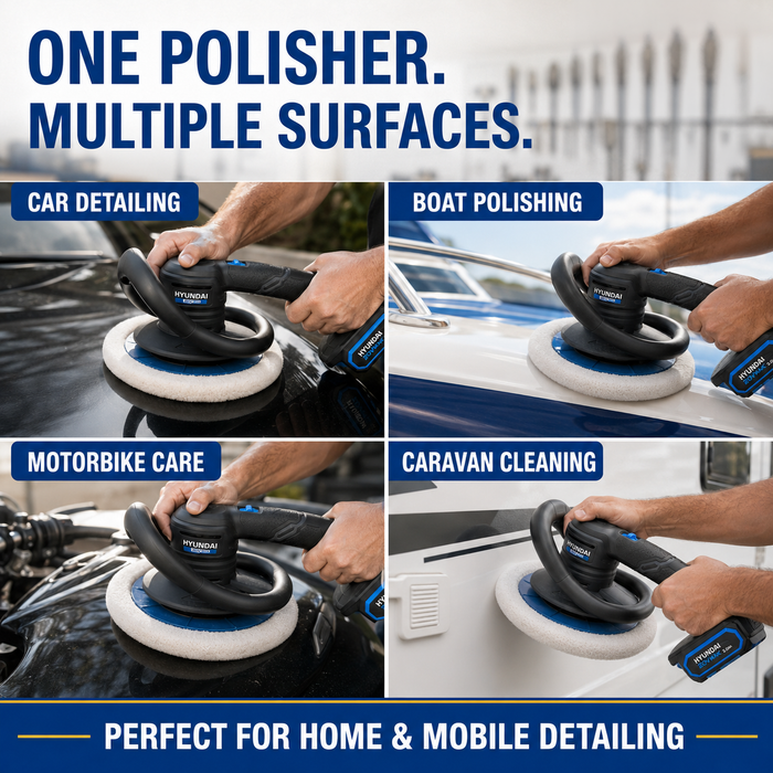 Hyundai 20V Cordless Random Orbital Buffer Polisher – 9.5" | Lightweight Design | Brushed Motor – Skin Only