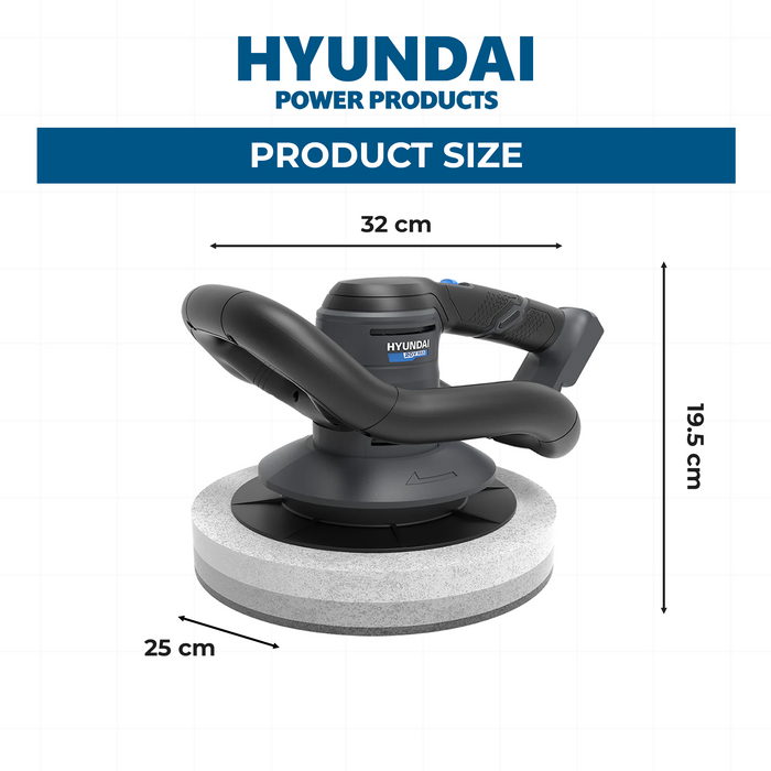 Hyundai 20V Cordless Random Orbital Buffer Polisher – 9.5" | Lightweight Design | Brushed Motor – SKIN ONLY (PS20S)