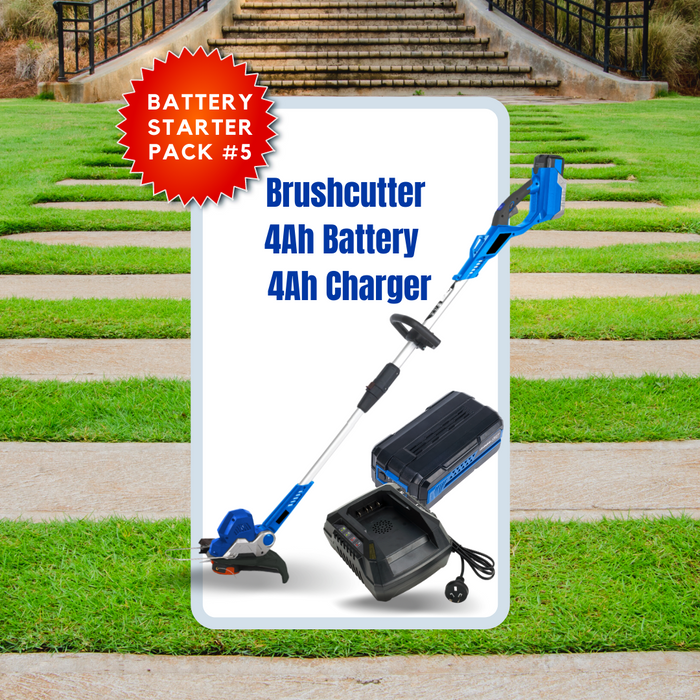 Hyundai 40V Battery Brushcutter Starter Pack - Includes Brushcutter, 4.0Ah Battery & Fast Charger Kit (HY40BC10)