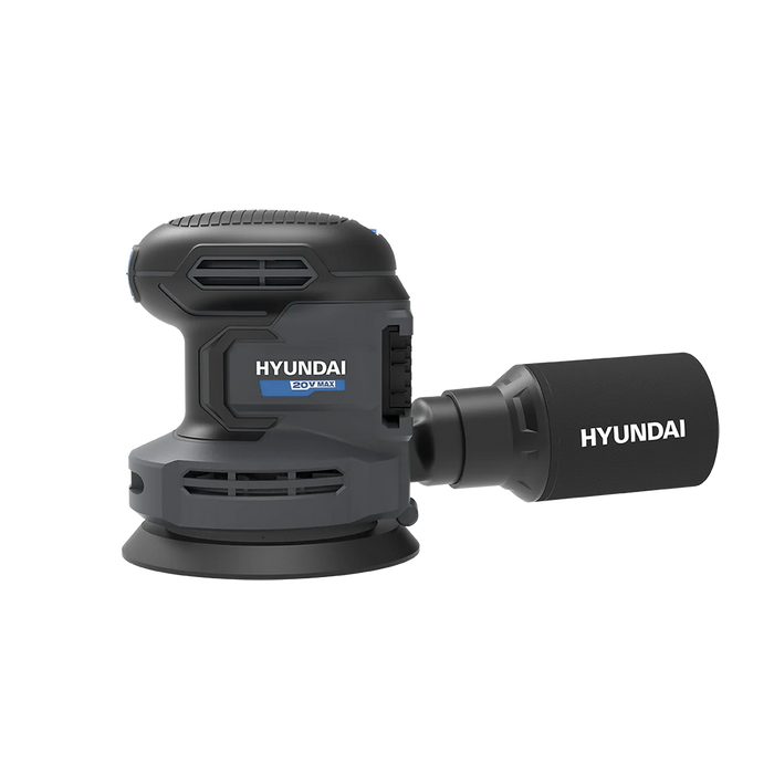 Hyundai 20V Cordless Orbital Sander – 5” Pad, Dust Collection, Variable Speed Control – Skin Only