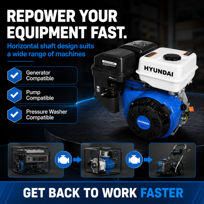 Hyundai 15HP Petrol Engine for Generators, Pressure Washers, Water Pumps, Tillers and More