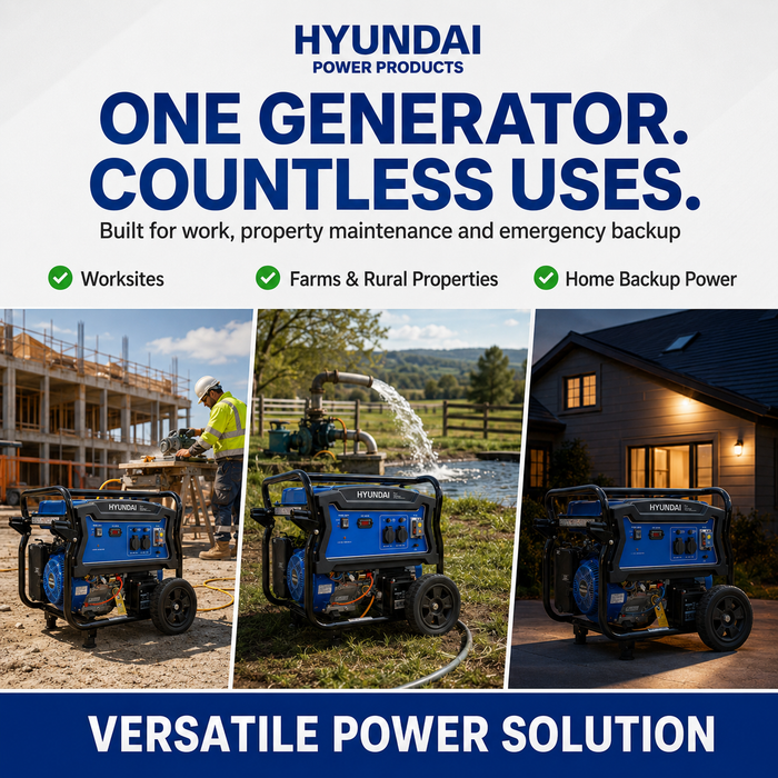 Hyundai 6.8 kVA Portable Petrol Generator — Heavy-Duty Power for Home, Site & Work