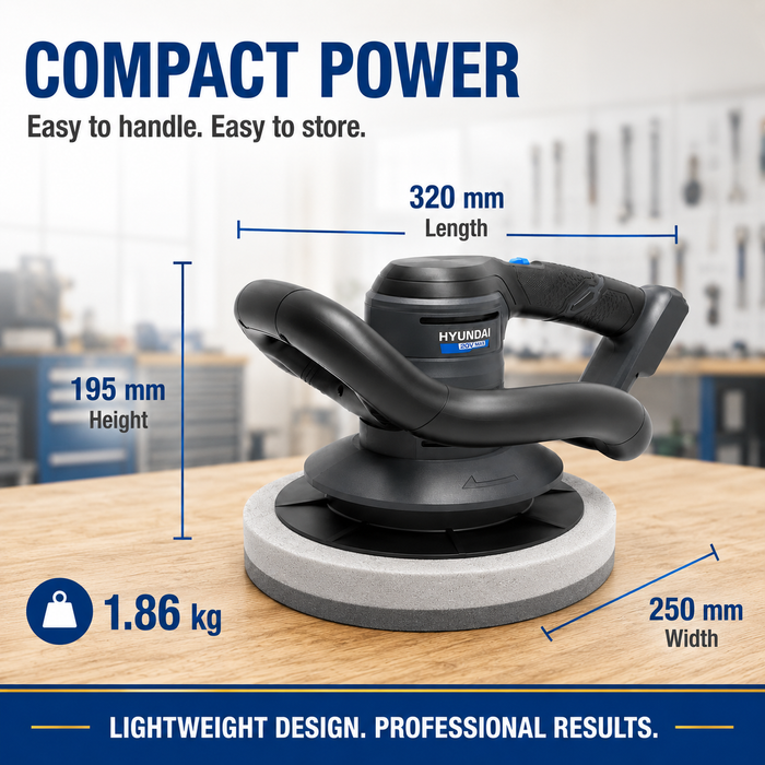 Hyundai 20V Cordless Random Orbital Buffer Polisher – 9.5" | Lightweight Design | Brushed Motor – Skin Only