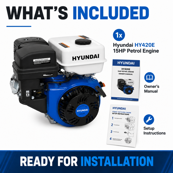 Hyundai 15HP Petrol Engine for Generators, Pressure Washers, Water Pumps, Tillers and More