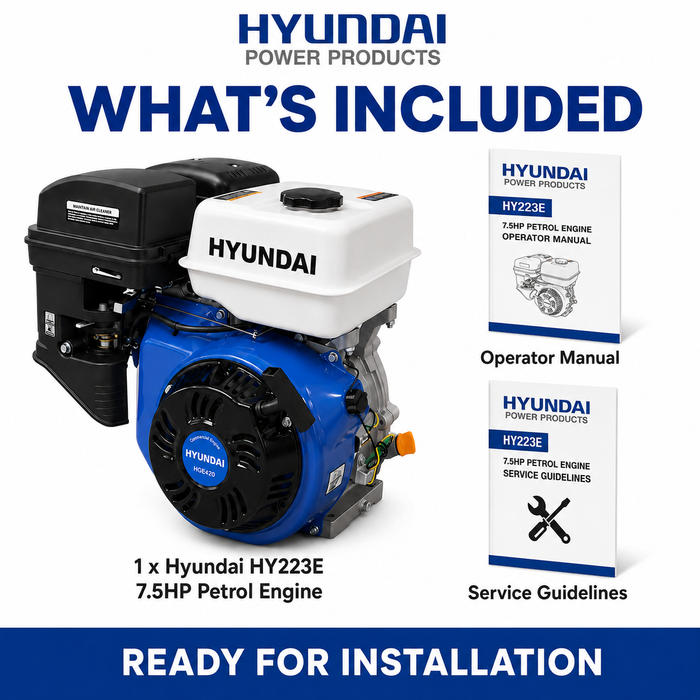 Hyundai 7.5HP Petrol Engine - for Generators, Pressure Washers, Water Pumps, Tillers and More