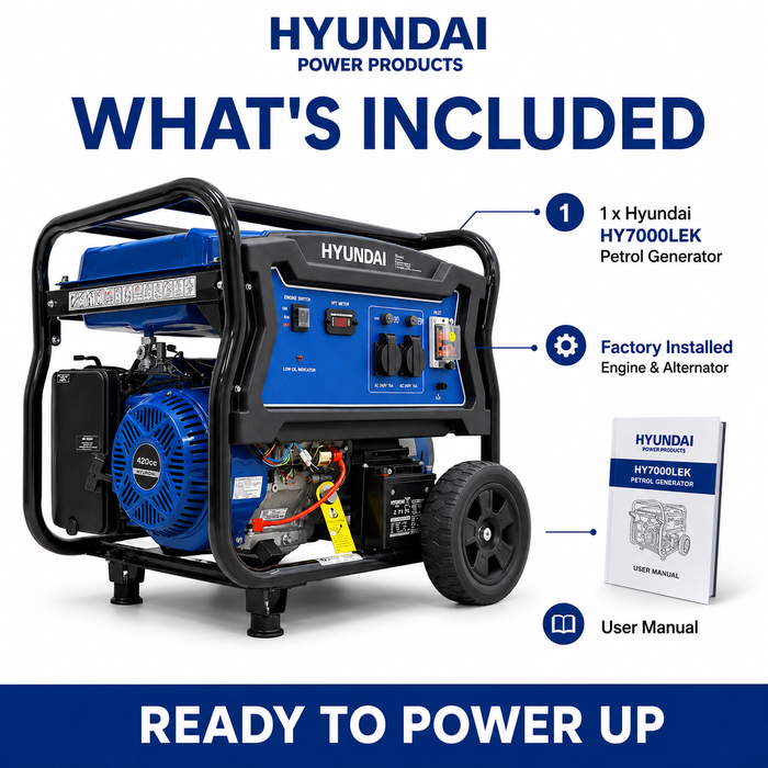 Hyundai 6.8 kVA Portable Petrol Generator — Heavy-Duty Power for Home, Site & Work