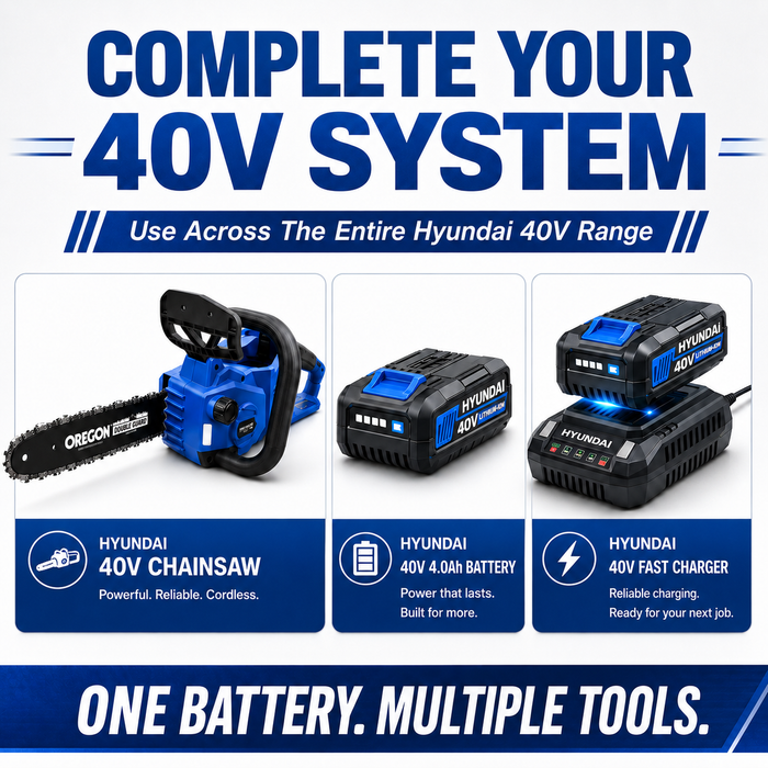 Hyundai 40V Battery Chain Saw - Cordless 14" Oregon Bar - Skin Only