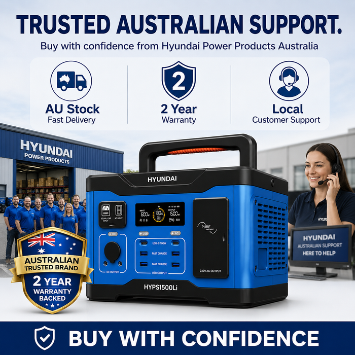 Hyundai 1500W Lithium Power Station – 1152Wh, LiFePO4, Solar/Car/USB Charging