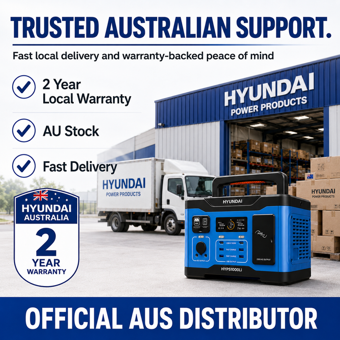Hyundai 1000W Lithium Power Station – LiFePO4, Solar Input, 921Wh Backup & Outdoor Power