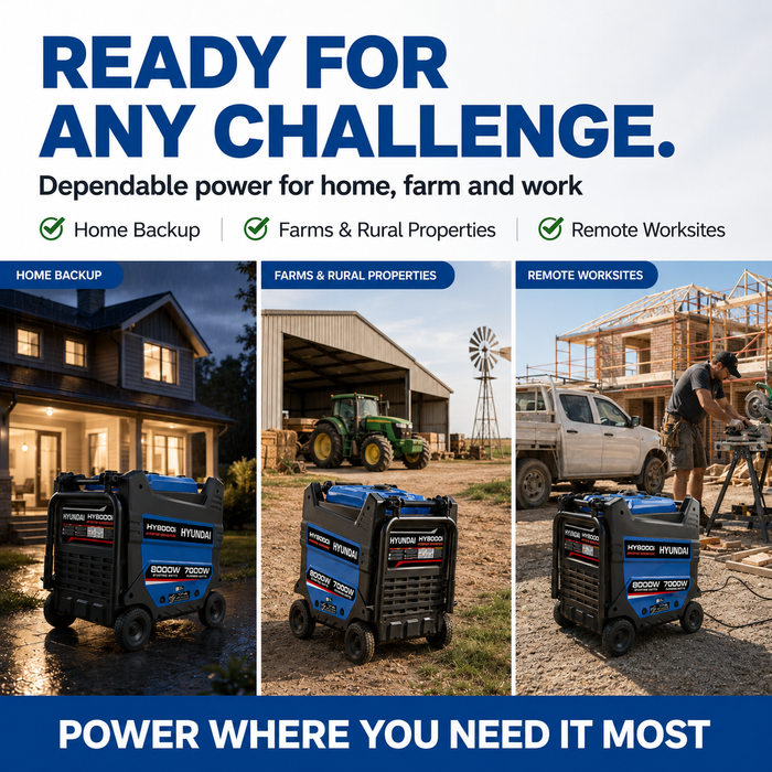 Hyundai 8000W Inverter Generator — Heavy-Duty Portable Power, Anywhere