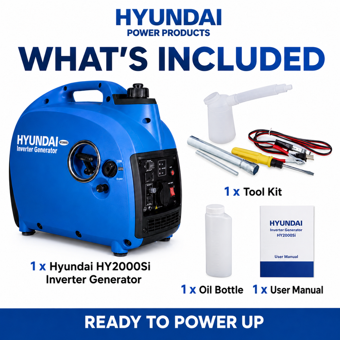 Hyundai 2000W Inverter Generator – Quiet, Portable Power for Camping & Home Backup