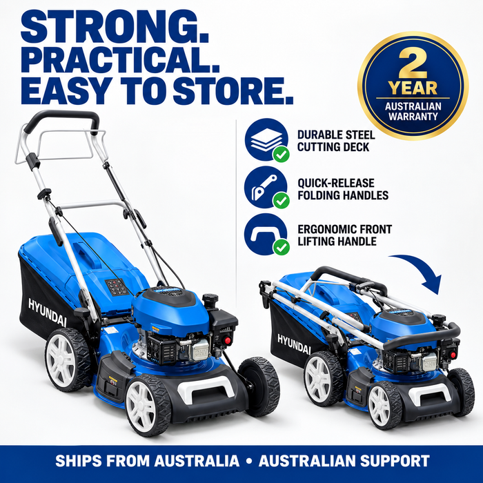 Hyundai 18" Petrol Lawn Mower – Self Propelled 149cc Mower with 6 Cutting Heights, 65L Catcher & Easy Start