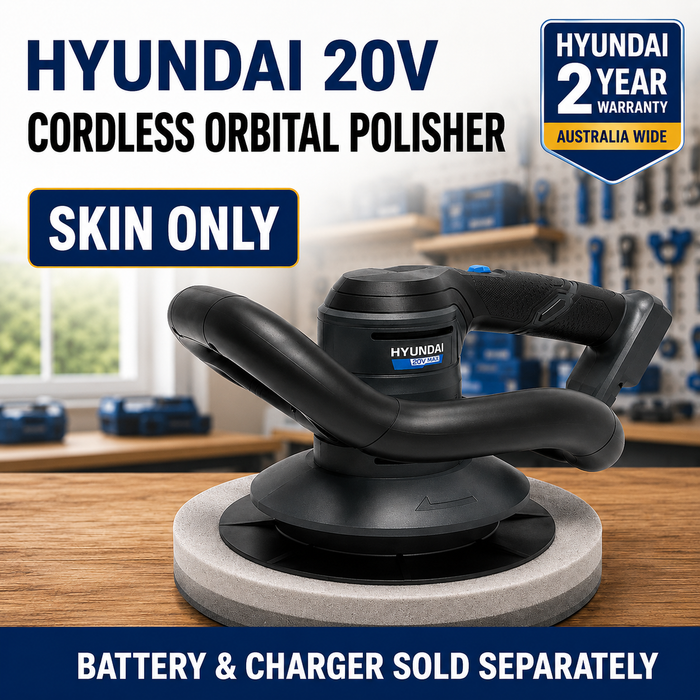 Hyundai 20V Cordless Random Orbital Buffer Polisher – 9.5" | Lightweight Design | Brushed Motor – Skin Only