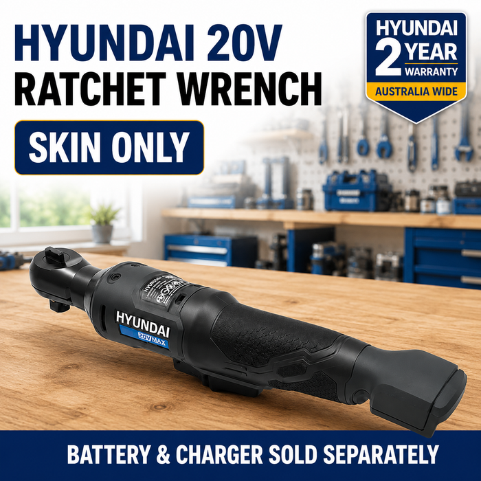 Hyundai 20V Cordless Ratchet Wrench – 47Nm, LED, Compact Head, FWD/REV Switch - Skin Only