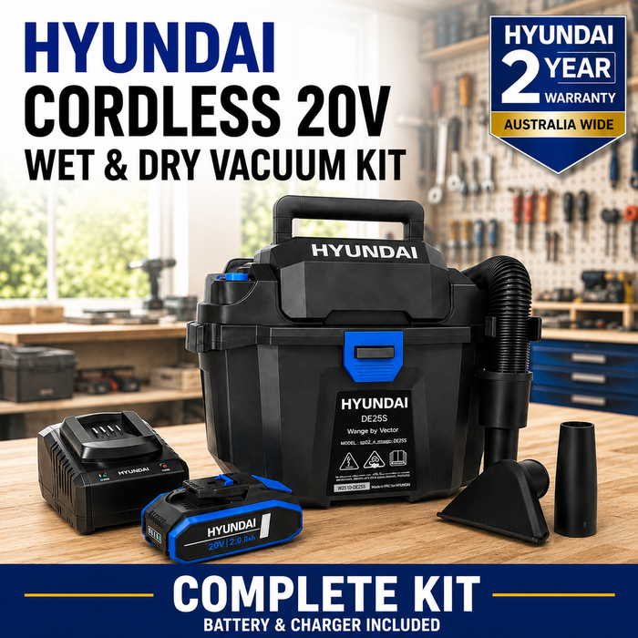 Hyundai 20V Wet & Dry Vacuum Kit – 10L Powerful Suction Car, Garage & Workshop Cleaning