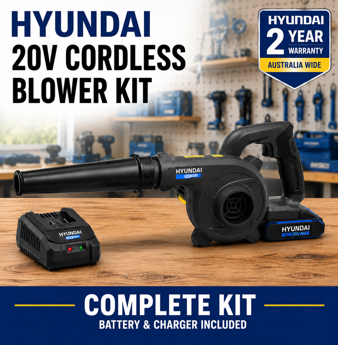 Hyundai 20V Cordless Workshop & Camping Blower + 2.0Ah Battery & Fast Charger