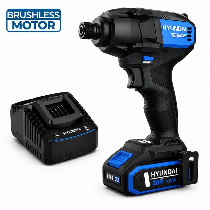 Hyundai 20V Brushless Impact Driver Kit – 230Nm, 3-Speed, LED, 4Ah Battery & Charger