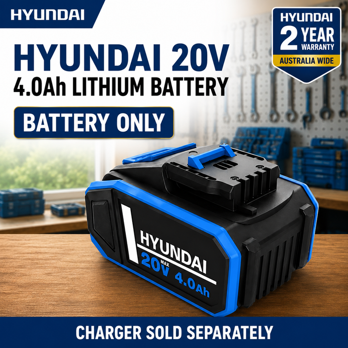 Hyundai 20V 4Ah Lithium-Ion Battery - for Hyundai 20V Cordless Power Tools- Lightweight, Reliable & Compatible