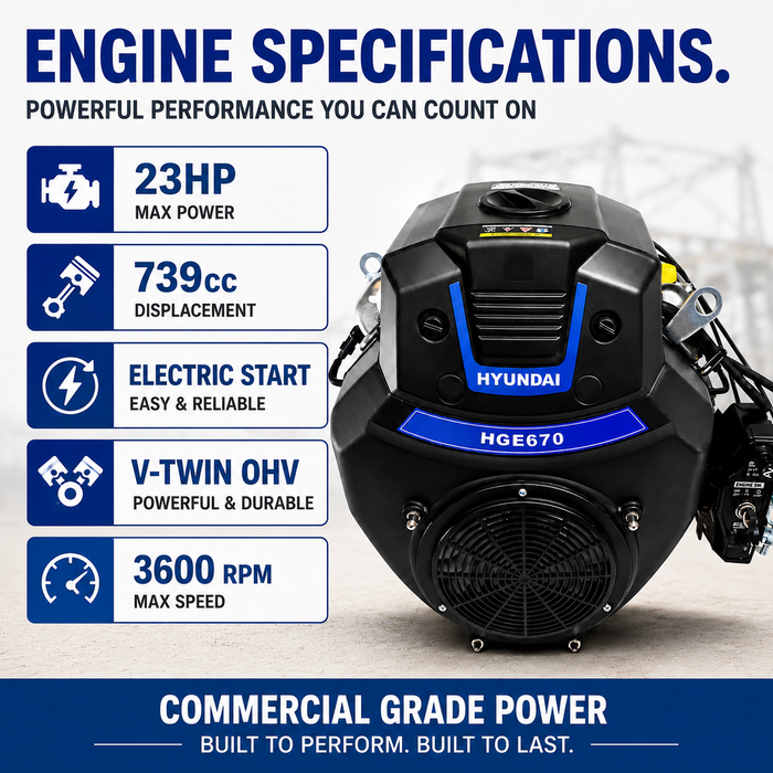 Hyundai 23HP Petrol Engine for Generators, Water pumps, Compressor drives or Industrial machinery
