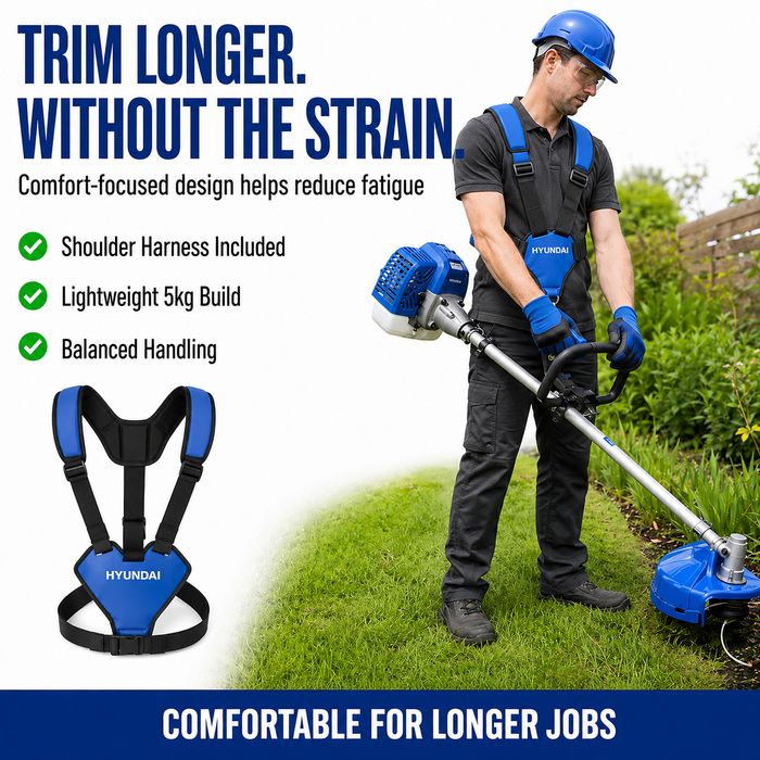 Hyundai 26cc 2-Stroke Petrol Brush Cutter – Lightweight Grass Trimmer with Tap & Go Head