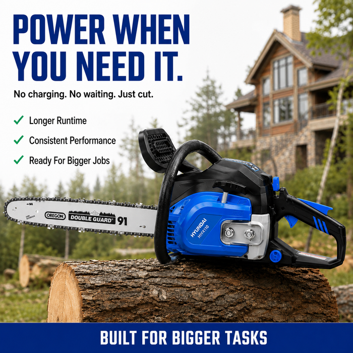 Hyundai 16" Petrol Chain Saw – 40cc 2-Stroke, Oregon Bar, Lightweight, Auto Chain Lube, Anti-Kickback Brake
