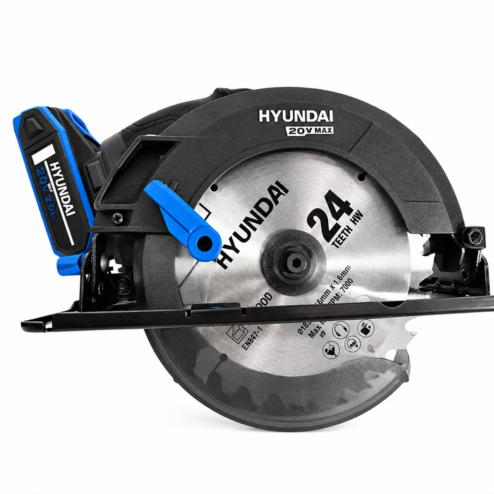 Hyundai 20V Brushless Circular Saw – 190mm Blade, 67.5mm Cut Depth - Skin Only