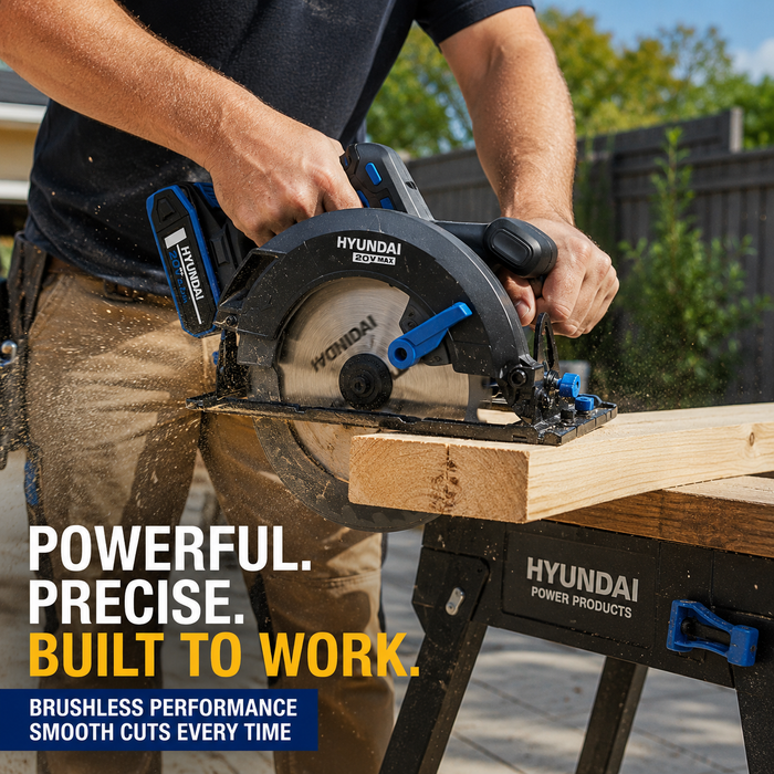 Hyundai 20V Brushless Circular Saw – 190mm Blade, 67.5mm Cut Depth - Skin Only