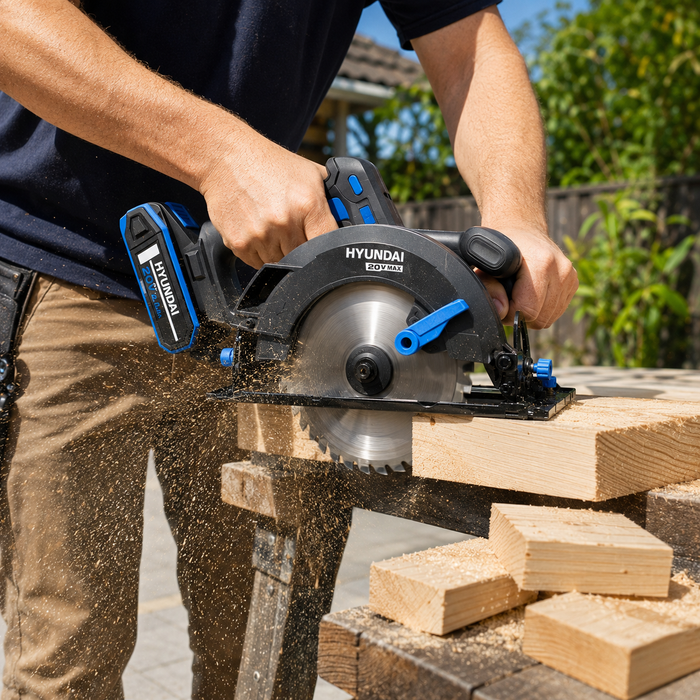 Hyundai 20V Brushless Circular Saw – 190mm Blade, 67.5mm Cut Depth - Skin Only