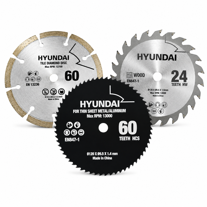 Hyundai 20V Brushless Mini Circular Saw – 120mm Blade, 41mm Cut Depth - Skin Only