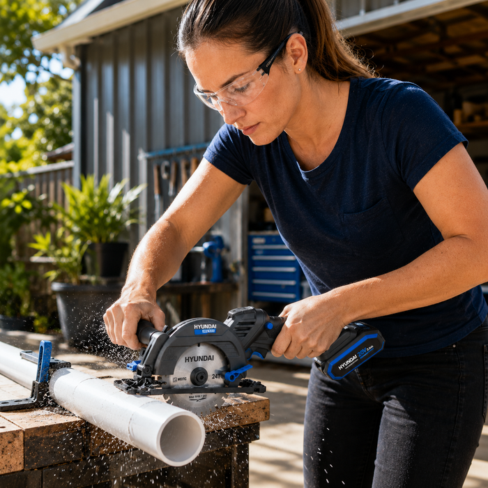 Hyundai 20V Brushless Mini Circular Saw – 120mm Blade, 41mm Cut Depth - Skin Only